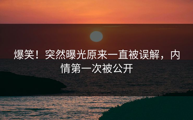 爆笑！突然曝光原来一直被误解，内情第一次被公开