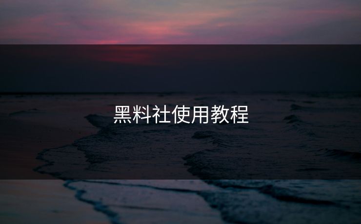 黑料社使用教程