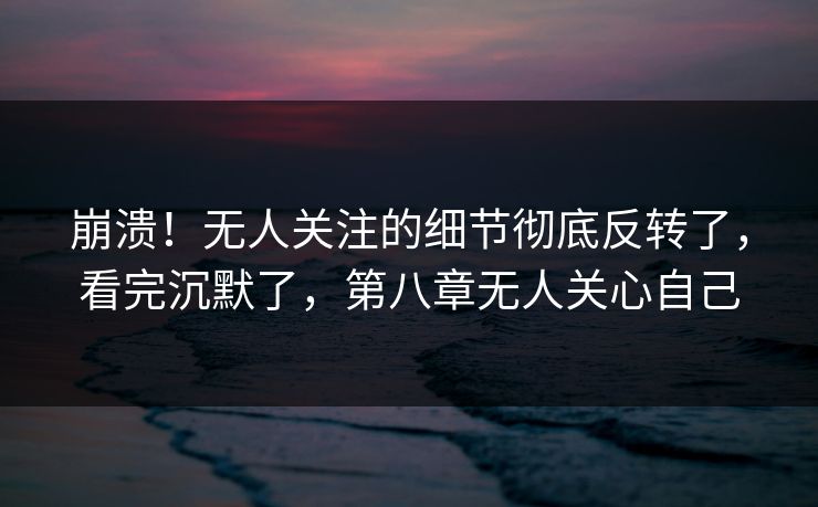 崩溃！无人关注的细节彻底反转了，看完沉默了，第八章无人关心自己