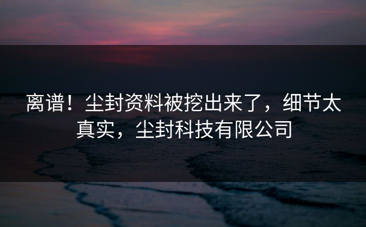 离谱！尘封资料被挖出来了，细节太真实，尘封科技有限公司